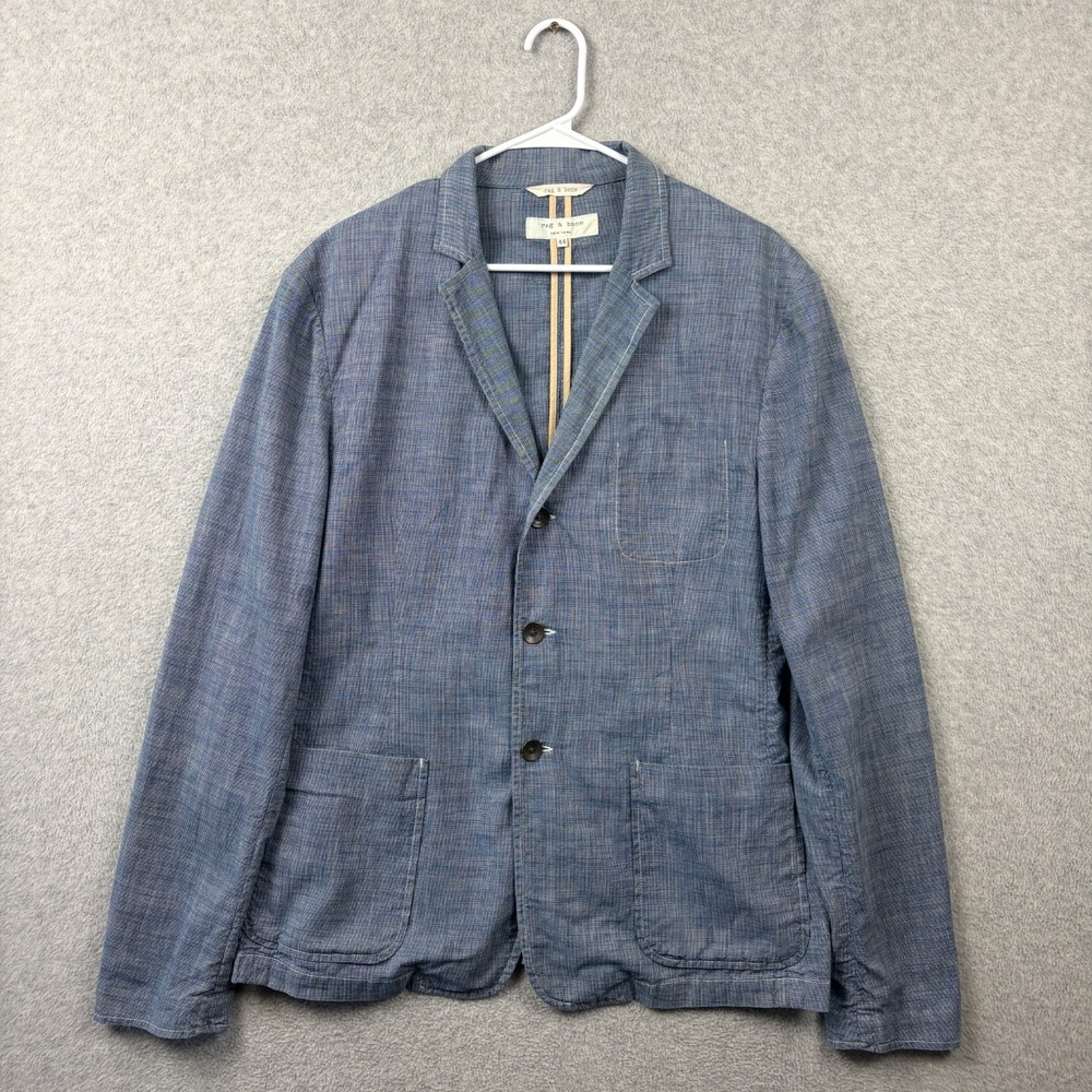 Rag & Bone Blazer Sport Coat Mens 44 Blue Unstructured Made In USA Workwear